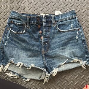 Abercrombie & Fitch Blue Frayed Jean Shorts